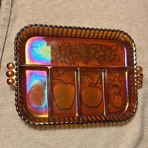 Vintage Carnival Indiana Glass Divided Serving Tray